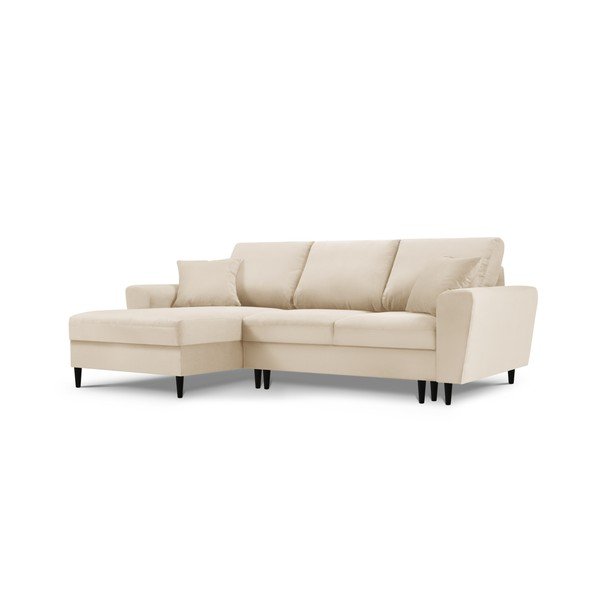 Béžová manšestrová rozkládací/s úložným prostorem rohová pohovka (levý roh/s lenoškou) Kyoto – Cosmopolitan Design-image-4