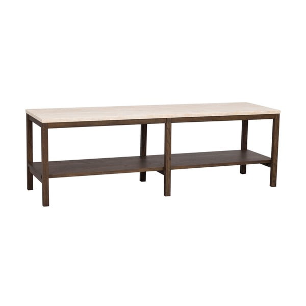 Hnědo-béžový konzolový stolek s deskou z kamene 140x40 cm Orwel - Rowico-image-2