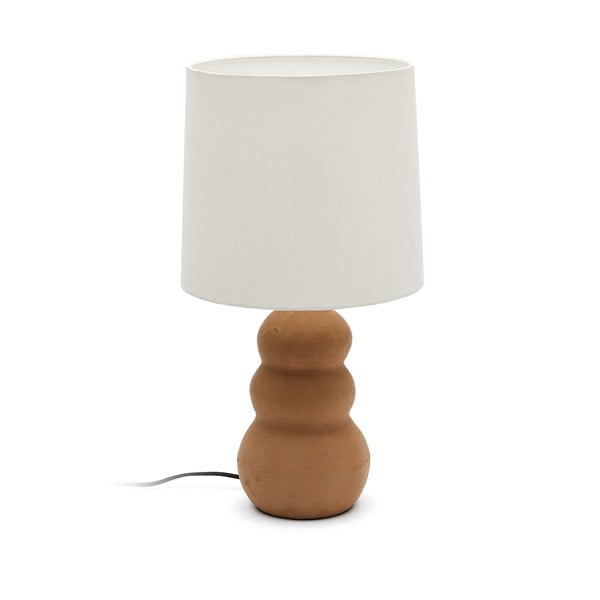 Bílo-hnědá stolní lampa s textilním stínidlem (výška 55 cm) Madsen – Kave Home