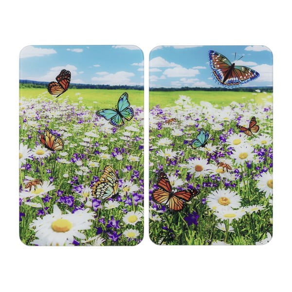 Kryty na sporák z tvrzeného skla v sadě 2 ks 52x30 cm Summer Meadow – Maximex