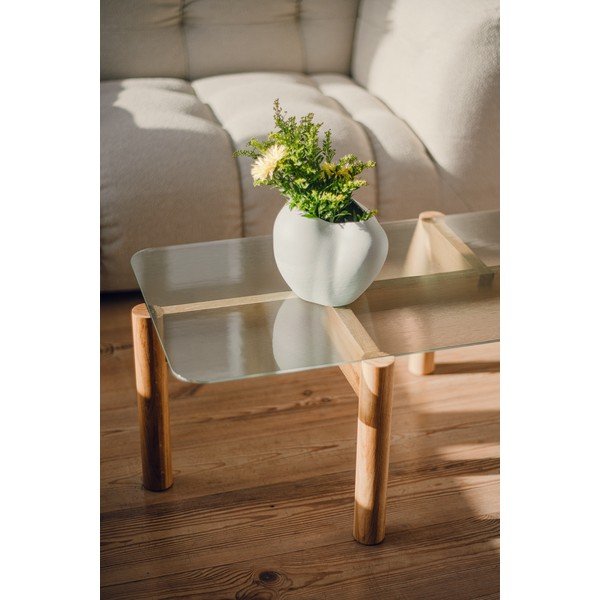 Konferenční stolek se skleněnou deskou v přírodní barvě 55x105 cm Kob – noo.ma-image-3