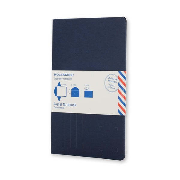 Tmavě modrý zápisník v obálkové vazbě Moleskine Postal L