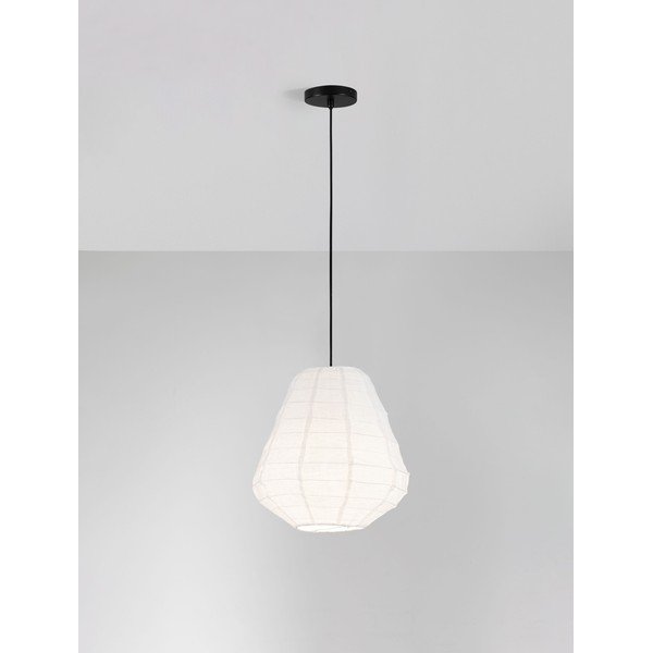 Bílé lněné závěsné svítidlo ø 36 cm Linnet – Nova Luce-image-3