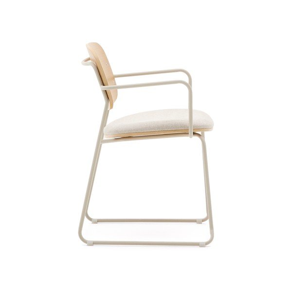 Béžová/v přírodní barvě kovová jídelní židle s područkami Meli – Kave Home-image-3