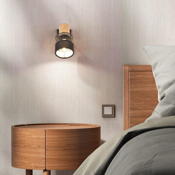 Nástěnné svítidlo v černé a přírodní barvě ø 7 cm Nandini – Trio-image-1