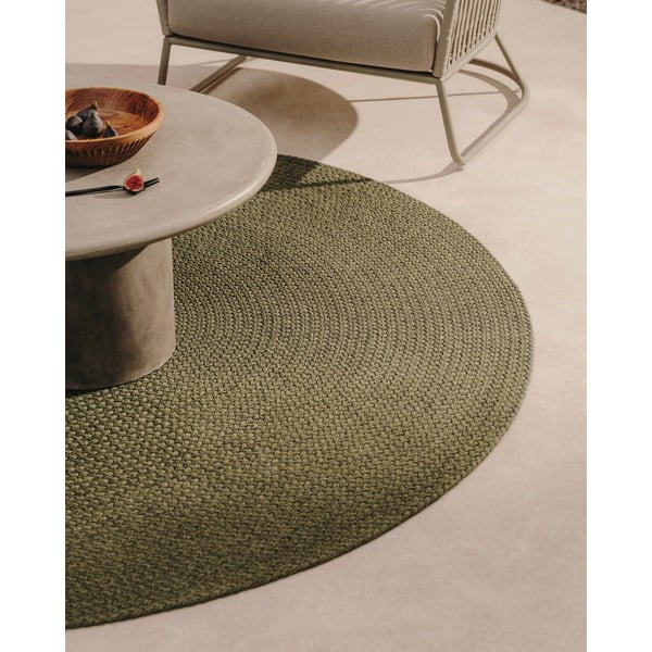 Zelený kulatý venkovní koberec z recyklovaných vláken ø 200 cm Despas – Kave Home-image-1
