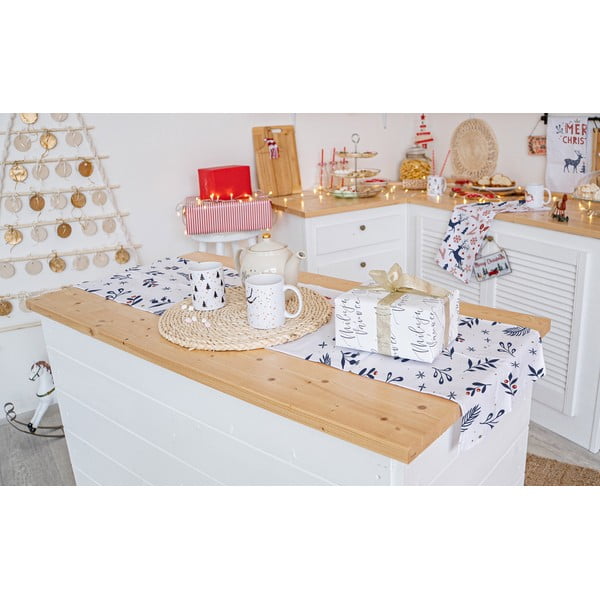 Vánoční bavlněný běhoun na stůl 140x40 cm Merry Blue Christmas - Butter Kings-image-1