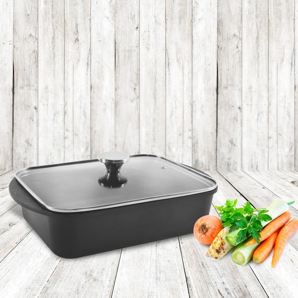 Pekáč z nepřilnavého hliníku se skleněným víkem Orion Grande, 35 x 22,5 cm-image-1