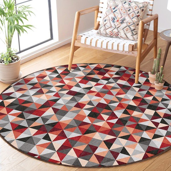 Červeno-šedý pratelný kulatý koberec ø 100 cm Ignite – Mila Home-image-3