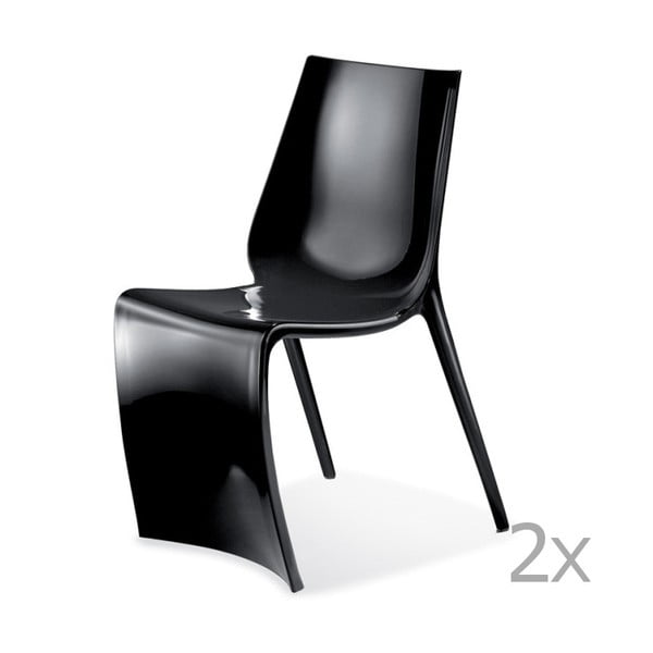 Sada 2 černých jídelních židlí Pedrali Smart