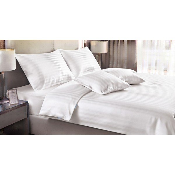 Bílé 3dílné povlečení na jednolůžko 140x200 cm Hotel stripe – JAHU collections