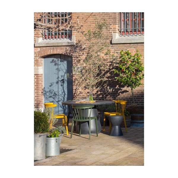 Antracitově šedá stolička vhodná i do exteriéru WOOOD Dover, ø 35 cm-image-1