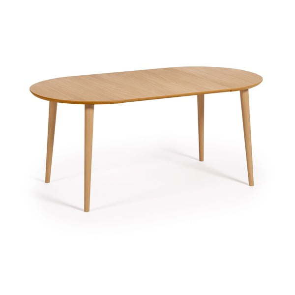 Kulatý rozkládací jídelní stůl v dekoru dubu v přírodní barvě ø 90 cm Oqui – Kave Home-image-4