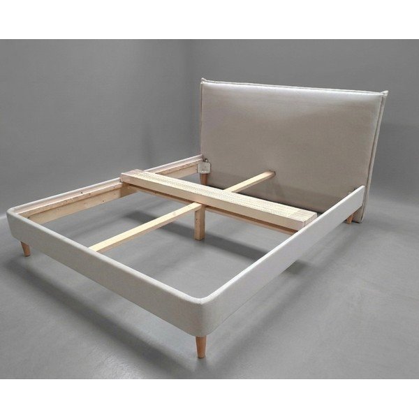 Béžová čalouněná dvoulůžková postel s roštem 160x200 cm Sary - II. jakost – Bobochic Paris-image-3