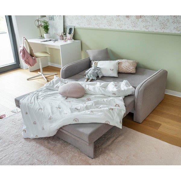 Světle šedá žinylková rozkládací/s úložným prostorem pohovka 155 cm Laine – ELTAP-image-3