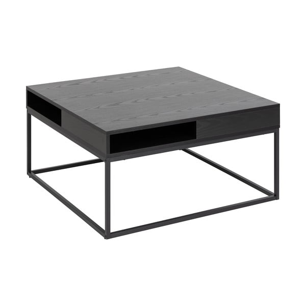 Černý konferenční stolek s deskou v dekoru jasanového dřeva 80x80 cm Willford – Actona