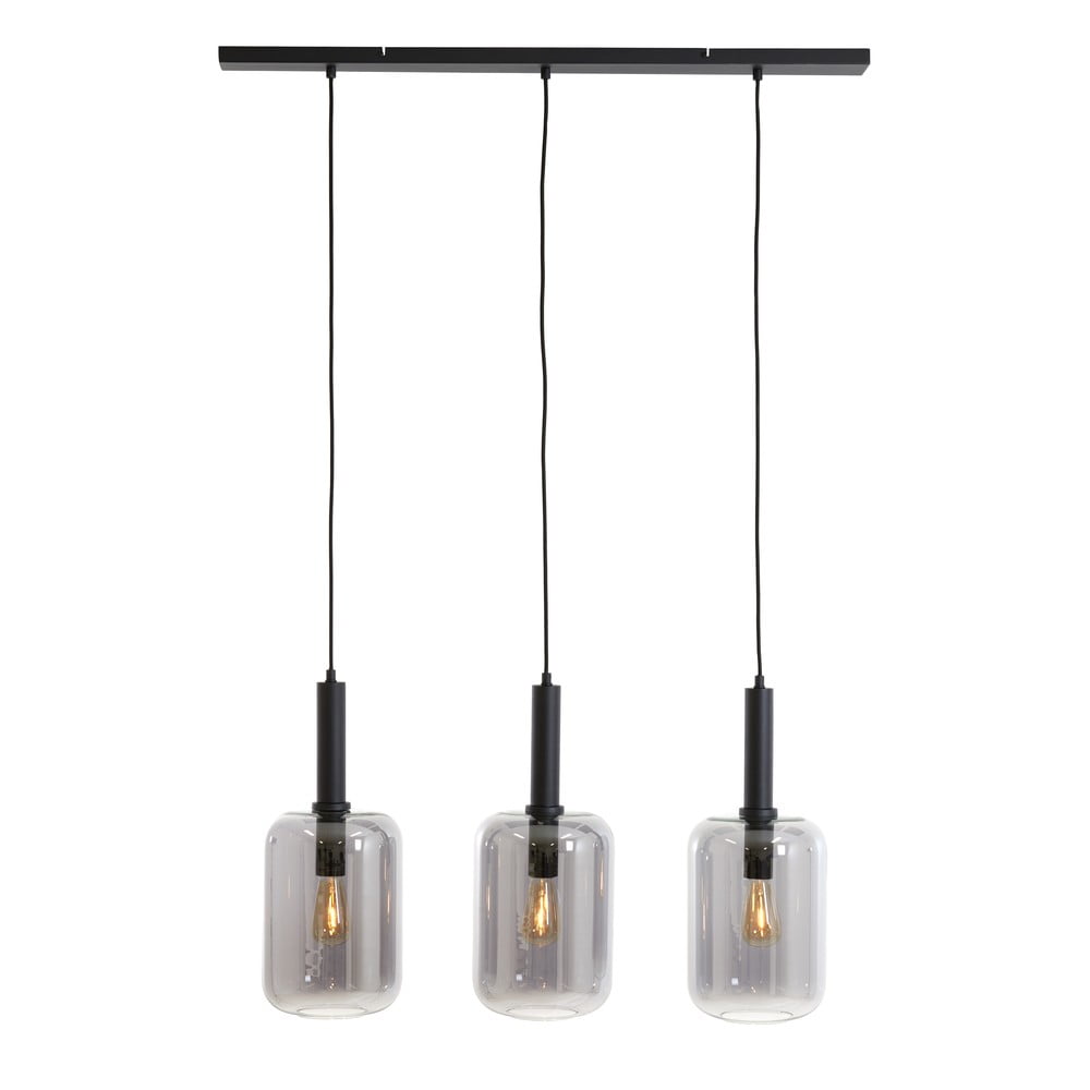 Černé stropní svítidlo se skleněným stínidlem 100x22 cm Lekar – Light & Living