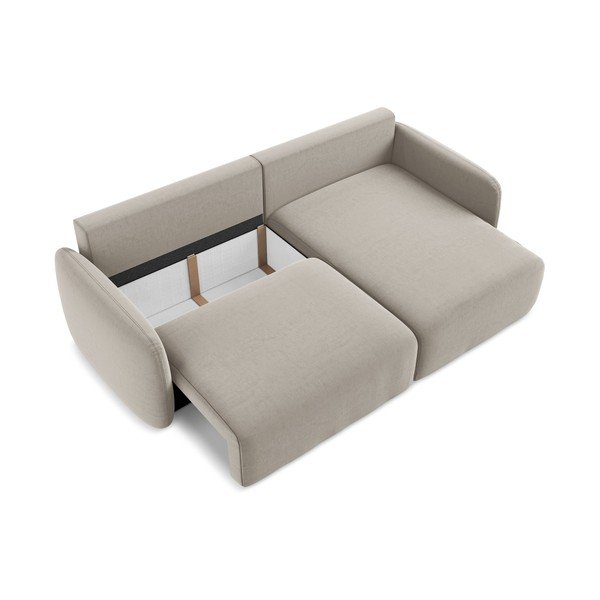 Taupe sametová rozkládací/s úložným prostorem rohová pohovka (pravý roh/s lenoškou) Kalena – Makamii-image-4
