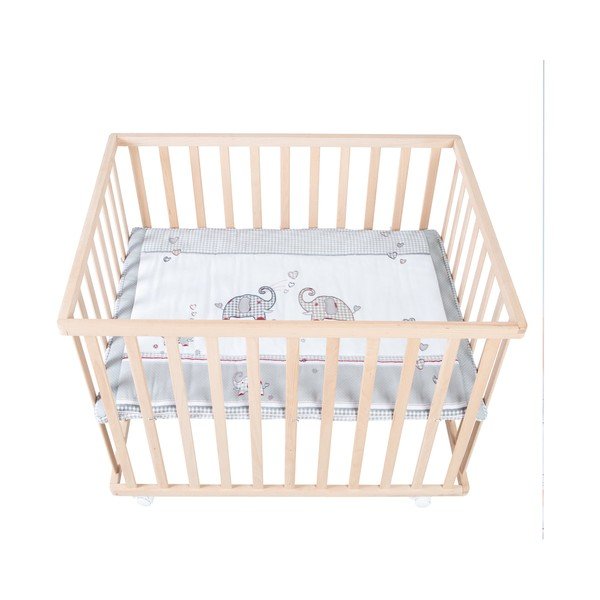 Dětská ohrádka na kolečkách v přírodní barvě 100x75 cm Jumbo Twins – Roba-image-4