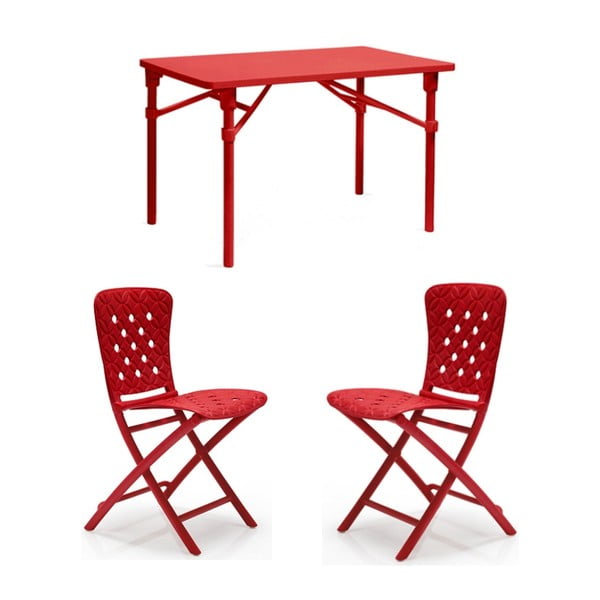 Sada 2ks skládací židle Zac Spring Rosso + skládací stůl Zic Rosso