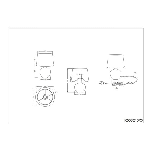 Černá stolní lampa z keramiky a tkaniny Reality Luxor, výška 26 cm-image-2