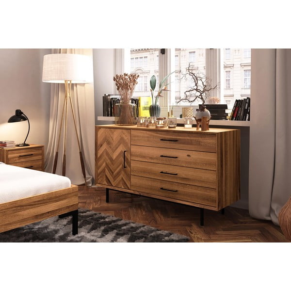 Nízká komoda z dubového dřeva v přírodní barvě 144x80 cm Abies – The Beds-image-3