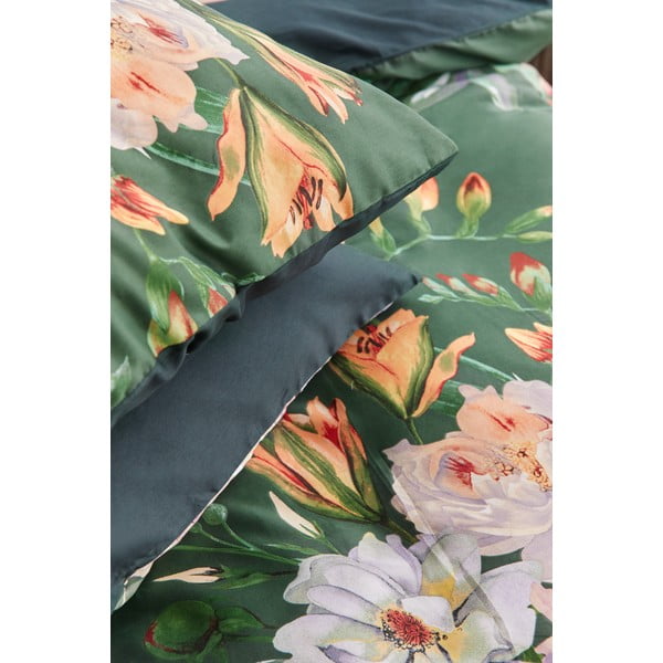 Tmavě zelené povlečení na dvoulůžko z bavlněného saténu Bonami Selection Floret, 200 x 220 cm-image-4