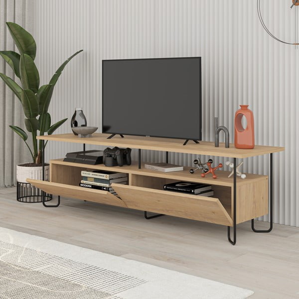 TV stolek v dekoru dubu v přírodní barvě 150x45 cm Dilly – Marckeric-image-2