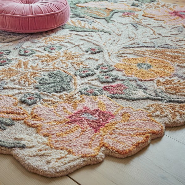 Světle růžový ručně tkaný vlněný běhoun 60x230 cm Daphne Shaped Floral – Flair Rugs-image-2