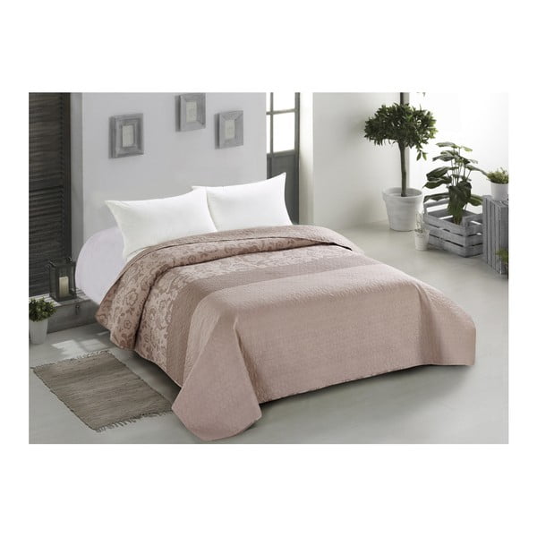 Oboustranný béžový přehoz na dvoulůžko AmeliaHome Ornament, 260 x 280 cm-image-1