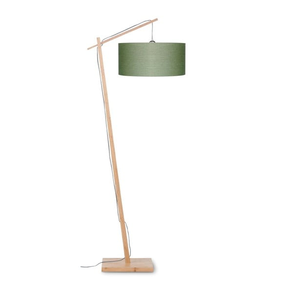 Stojací lampa se zeleným stínidlem a konstrukcí z bambusu Good&Mojo Andes