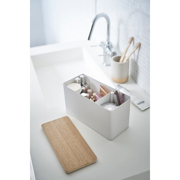 Bílý organizér s víkem z překližky Yamazaki Rin-image-1