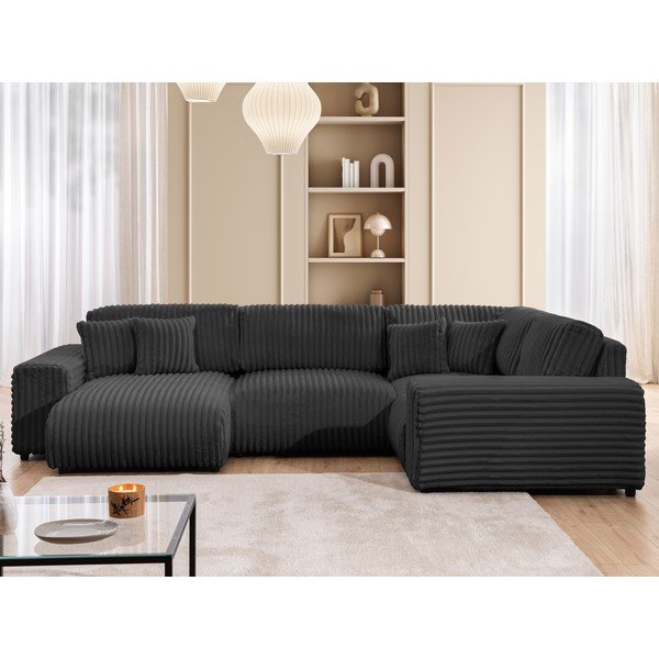 Tmavě šedá manšestrová rohová pohovka (pravý roh/do "U") Justin – Ropez-image-1