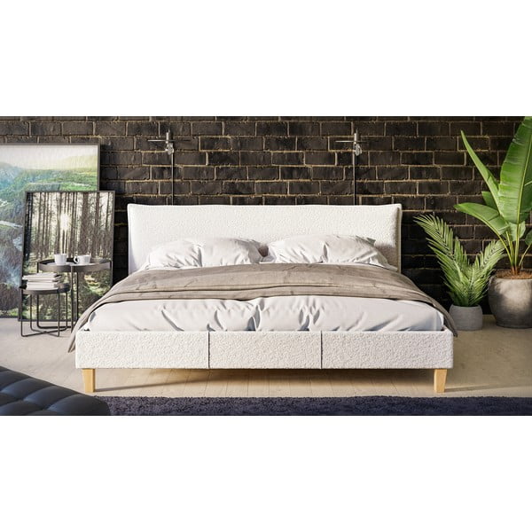 Krémová čalouněná dvoulůžková postel s roštem 180x200 cm Tina – Ropez-image-1