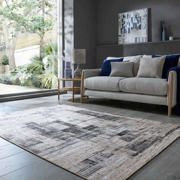 Šedý pratelný koberec 190x290 cm Silas Abstract – Flair Rugs-image-1