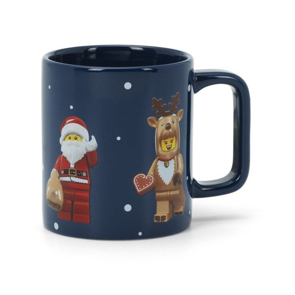 Tmavě modrý keramický dětský hrnek 300 ml Christmas Minifigures – LEGO®