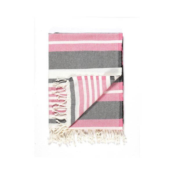 Růžovo-šedá osuška s příměsí bavlny Kate Louise Cotton Collection Line Pink Grey, 100 x 180 cm-image-3