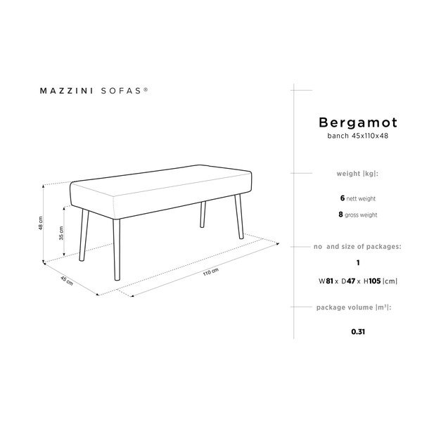 Hnědá lavice Mazzini Sofas Bergamot-image-2