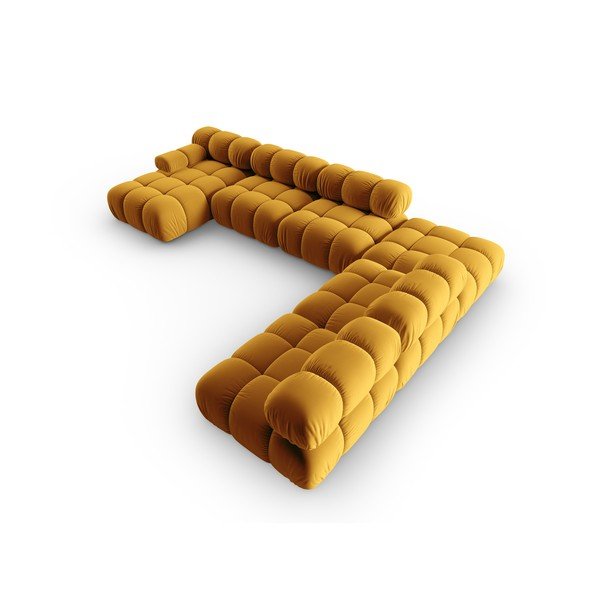 Žlutá sametová pohovka 379 cm Bellis – Micadoni Home-image-4