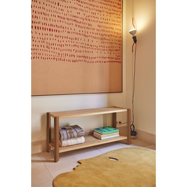 Regál v dekoru dubu v cihlové barvě/ve světle přírodní barvě 126x59x43 cm Bona – Teulat-image-1