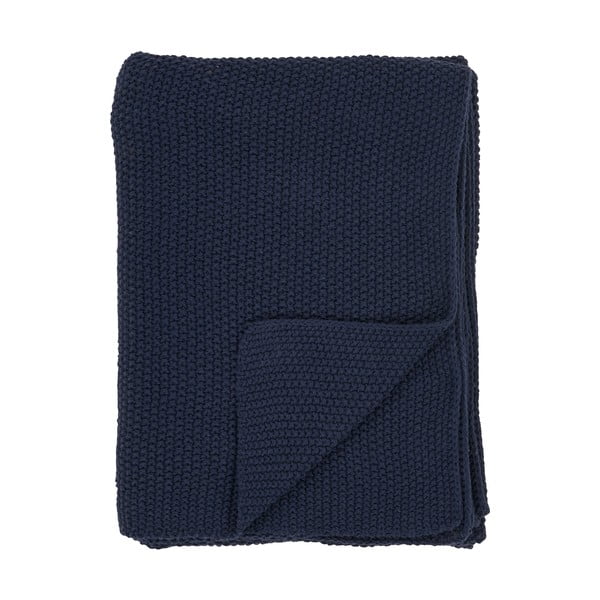 Tmavě modrá deka z recyklované bavlny 130x170 cm Santos – House Nordic