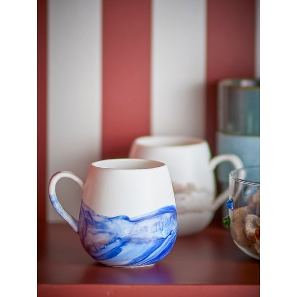 Bílé/modré šálky v sadě 4 ks z kameniny 250 ml Lyre – Bloomingville-image-2