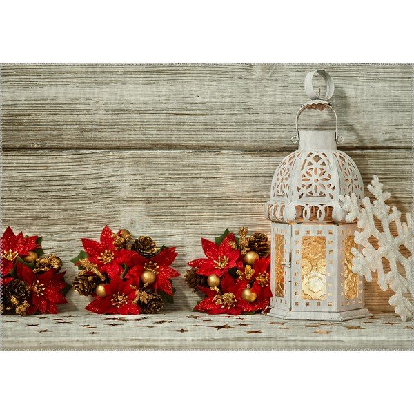 Koberec Vitaus Christmas Period Lantern With Red Flowers, 50 x 80 cm