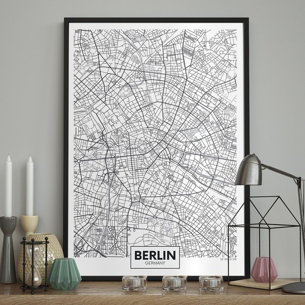Nástěnný plakát v rámu MAP/BERLIN, 70 x 100 cm-image-1