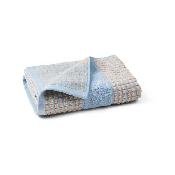 Světle modro-béžový ručník z bio bavlny 50x100 cm Check – JUNA-image-2