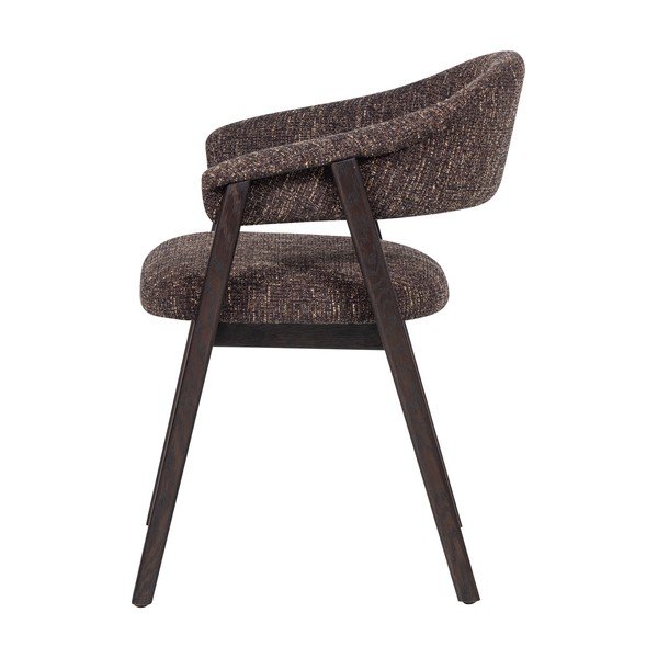 Tmavě hnědá čalouněná jídelní židle s područkami Tunar – WOOOD-image-3