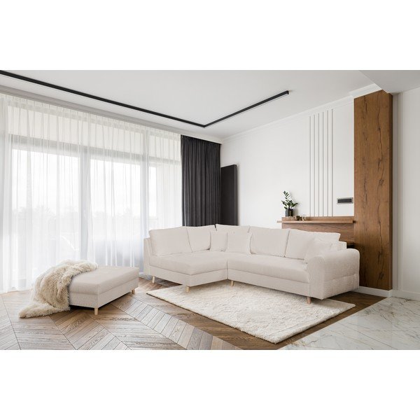 Béžový taburet z textilie bouclé Ariella – Ropez-image-1