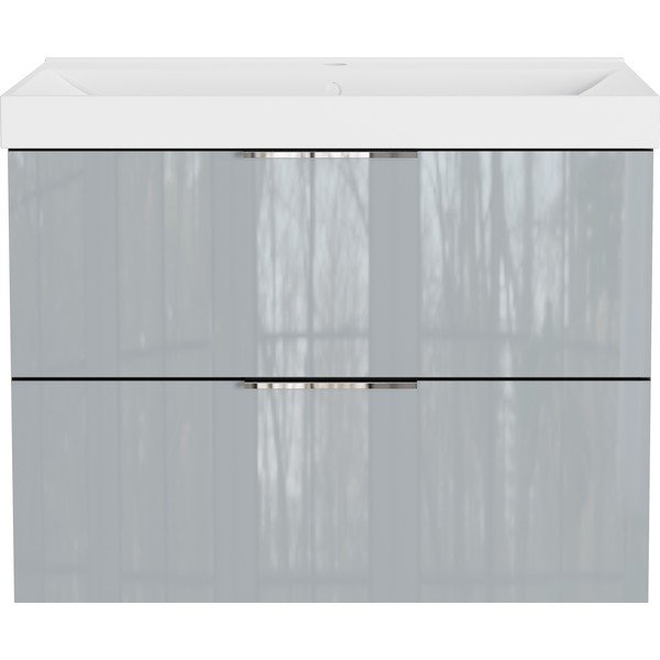 Šedá lesklá závěsná skříňka pod umyvadlo 81x65 cm Celano – Germania-image-3