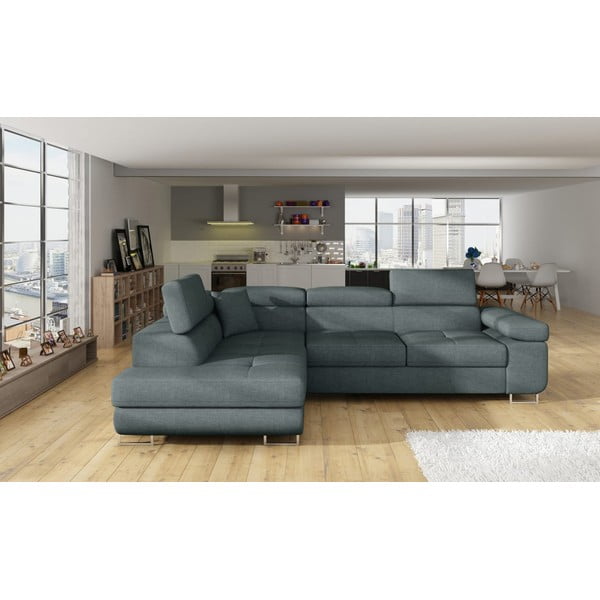 Modrá rozkládací/s úložným prostorem rohová pohovka (levý roh/do L) Anton – ELTAP-image-1