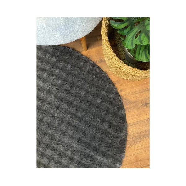 Antracitový pratelný kulatý koberec ø 200 cm Bubbly – Oyo Concept-image-3